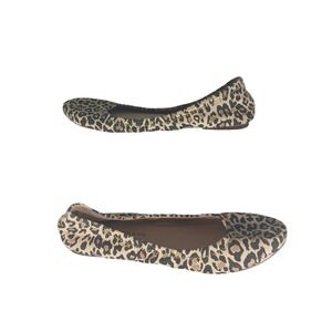 Lucky Brand Leopard Print Ballet Flats Women's Size 7.5 Tan Black Slip On Shoes